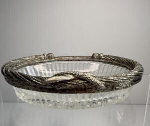 Vintage Stylebuilt Glass and Silver Toned Soap Trinket Dish Catch All MCM USA